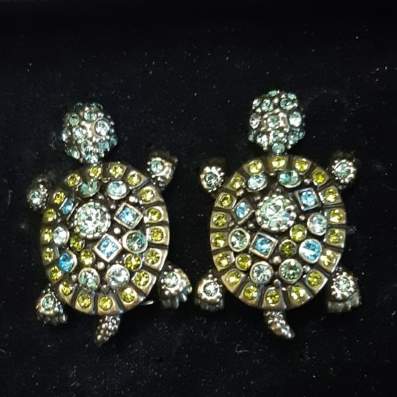 Heidi Daus Turtle Multi Colour Crystals Pierced Earrings - Picture 1 of 2